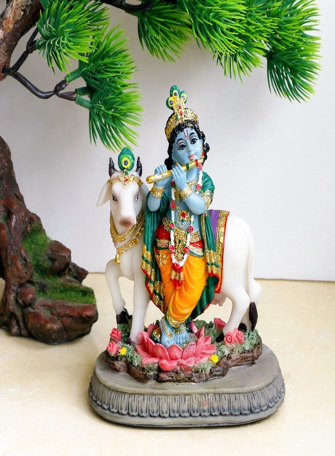BangBangDa Indian Lord Krishna Idol Statue - 5.7" H Hindu God Krishna Murit for Home Temple Puja Diwali Gift for Indian Man Woman Friend Mandir Altar Pooja Item Meditation Yoga Room Spiritual Decor - Image 1